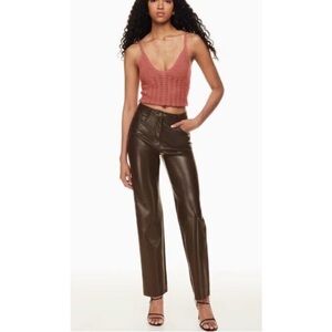 Aritzia Wilfred The Melina Faux Leather Pants Women’s 2 Chocolate Brown Straight